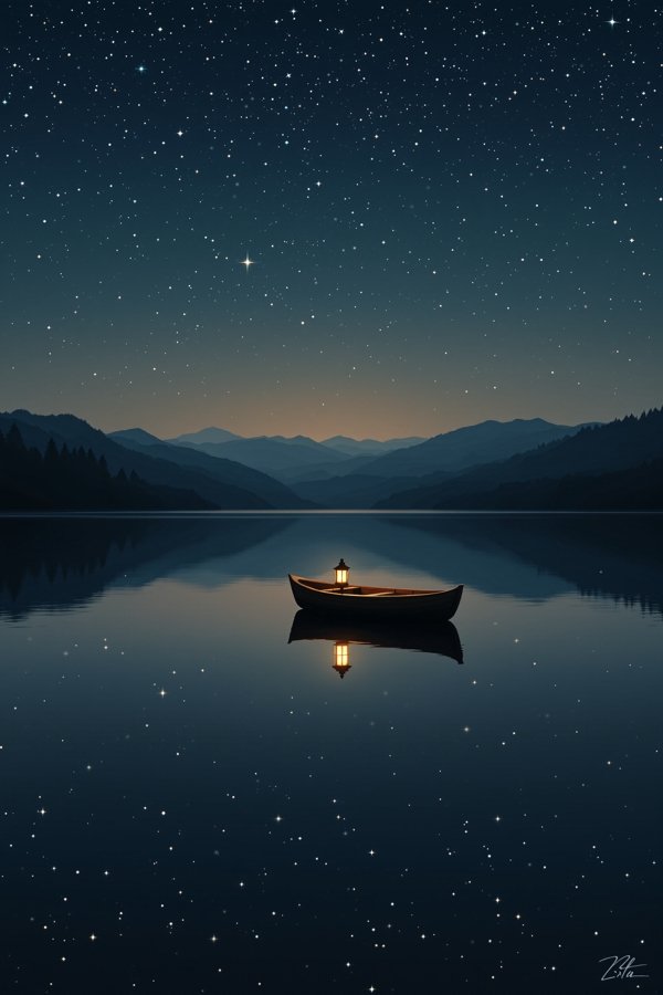 《星星落在湖面》短片海报